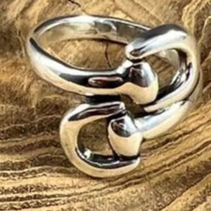 Sterling Silver Snaffle Bit Stacker Layer Ring Horse Western